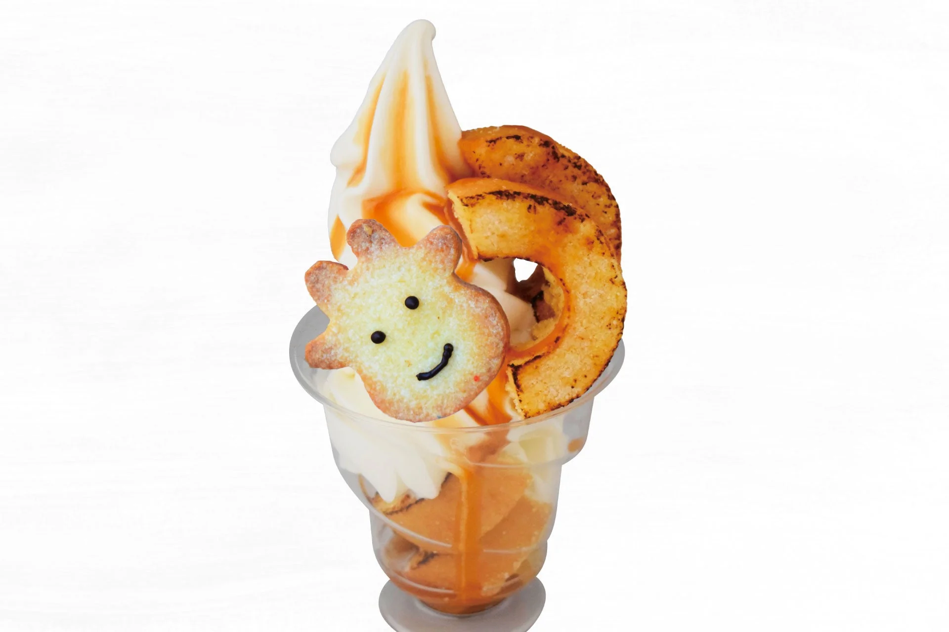 キャラメルソースがかかったソフトクリームパフェ