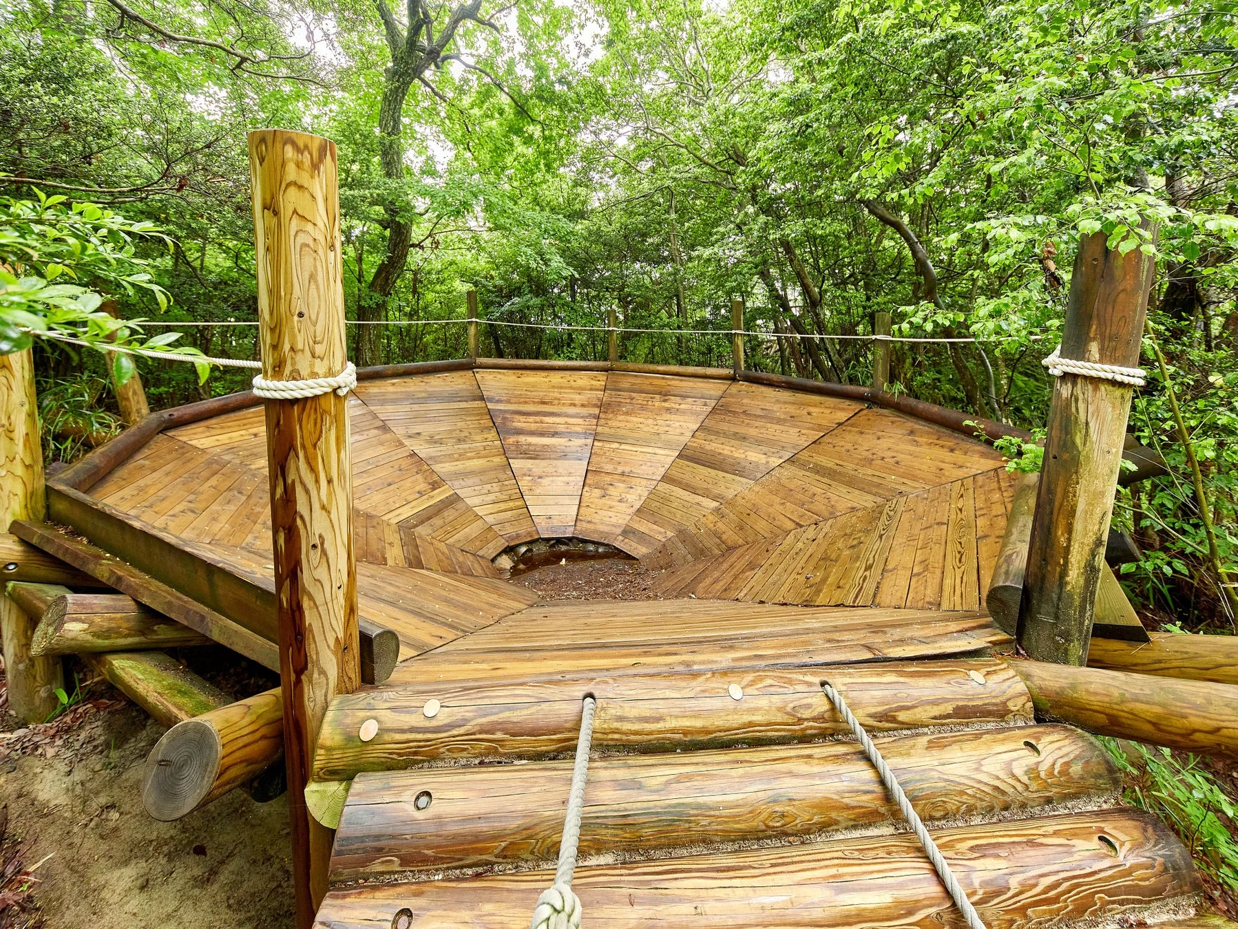 フィールドアスレチックの木製構造物