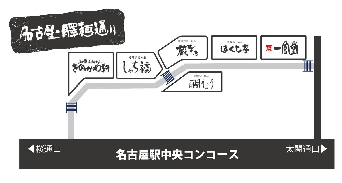 名古屋・驛麺通り店舗案内図