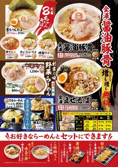 8番らーめんのメニュー