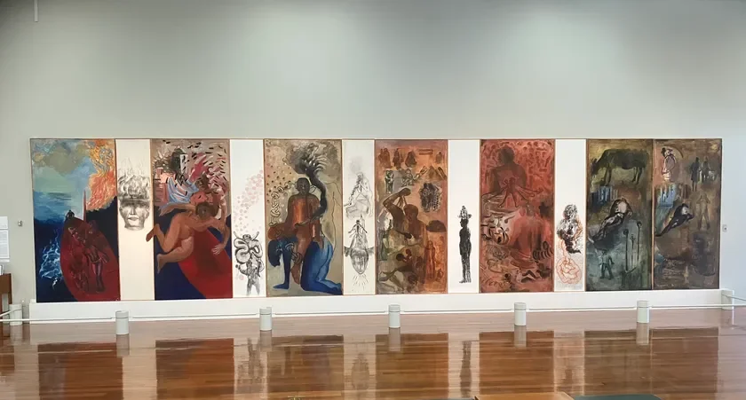 アジア美術館で展示されている「ナリニ・マラニ《略奪された岸辺》(1993年)」