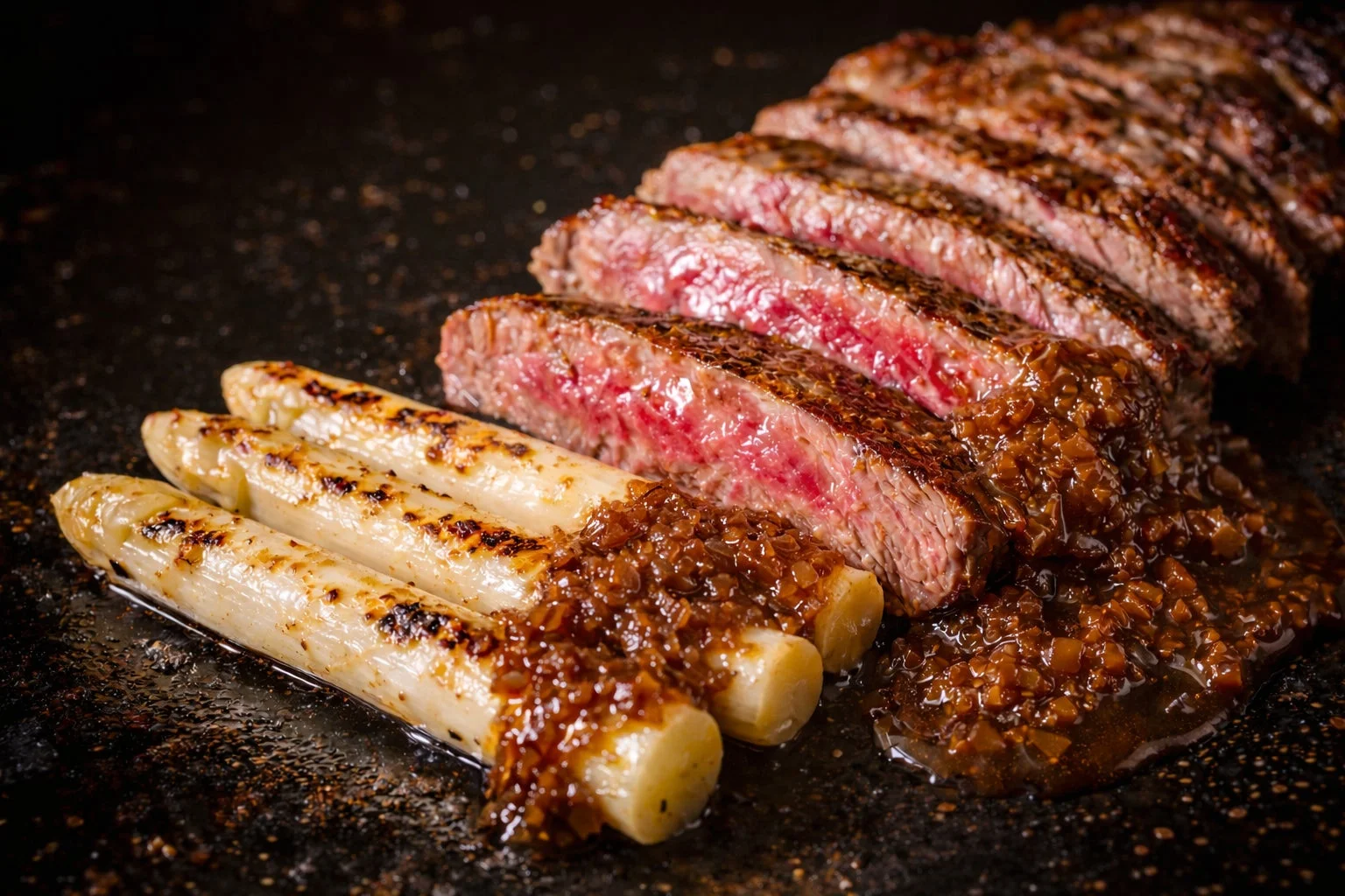 ホワイトアスパラガス＆ステーキ