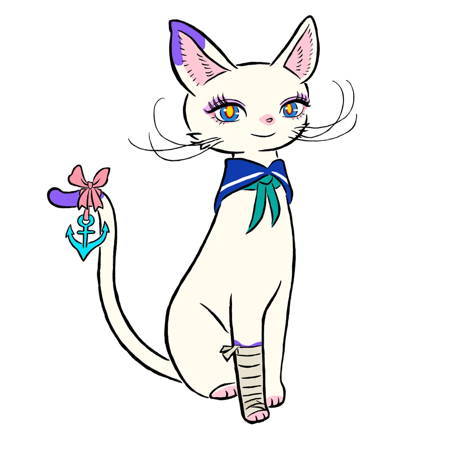 セーラー服姿の猫キャラクター