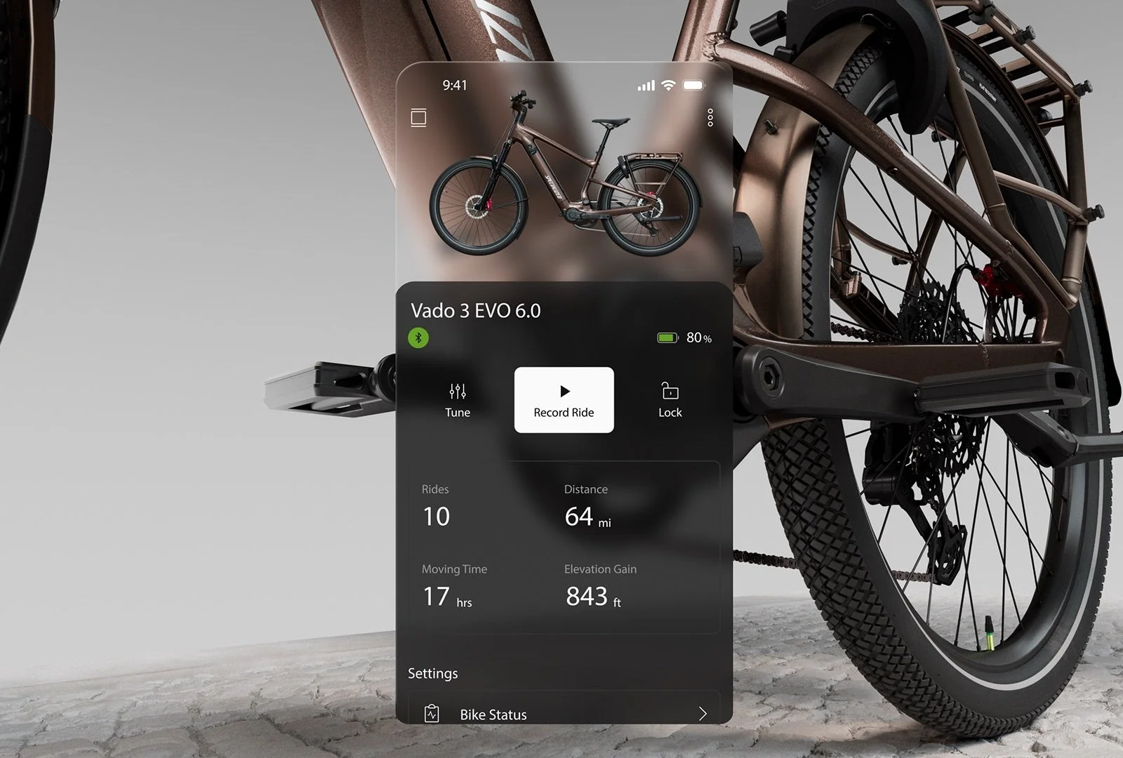 E-バイクとアプリの連携画面