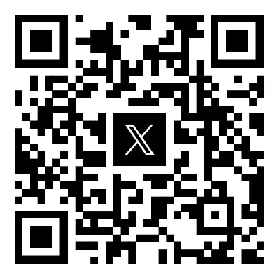 中央にX（旧Twitter）のロゴが配置された白黒のQRコード