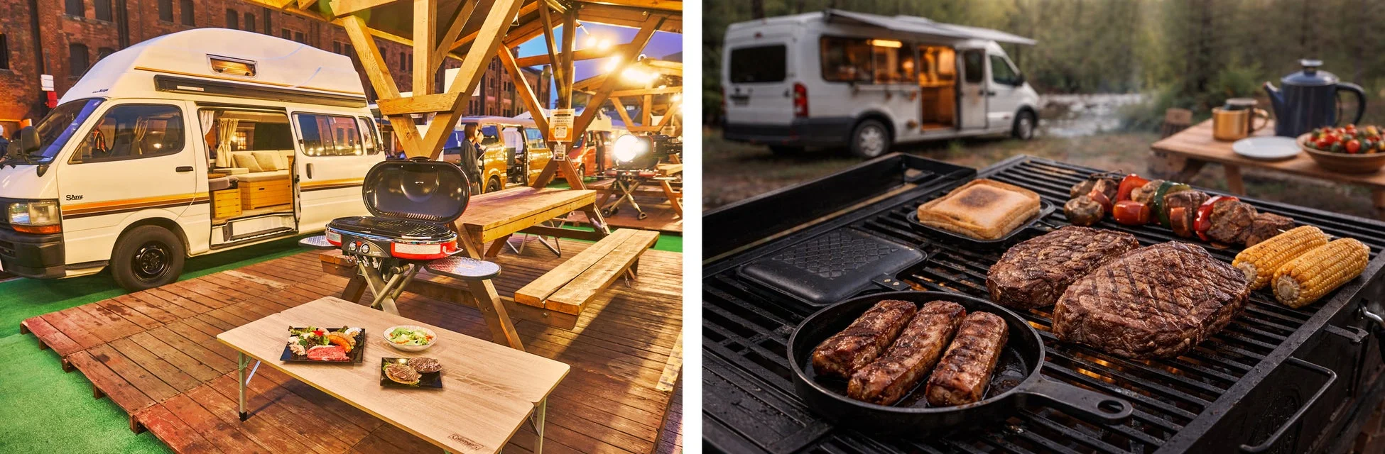 キャンピングカーとBBQの様子