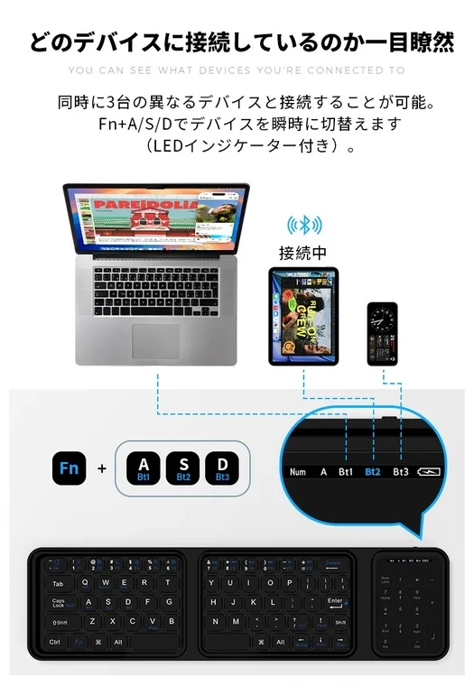 どのデバイスに接続しているのか一目瞭然