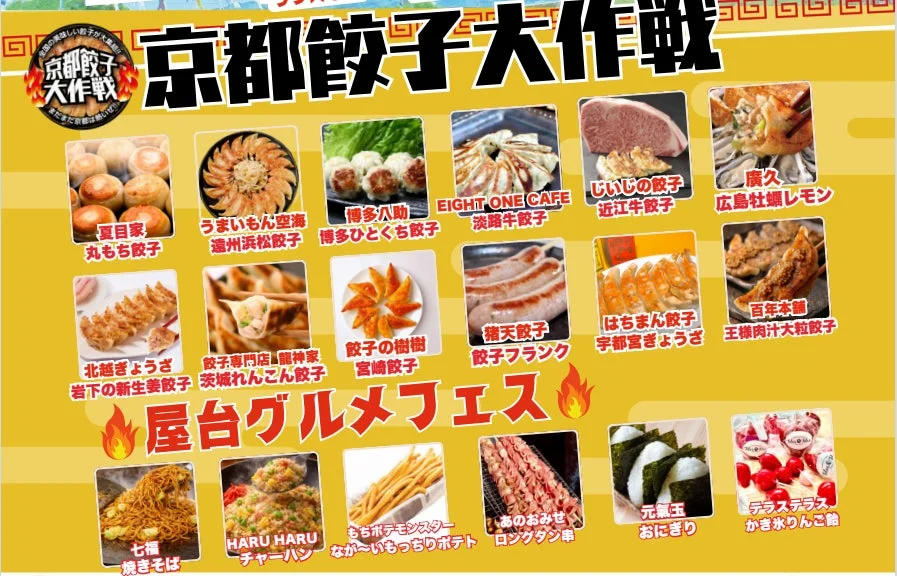 京都餃子大作戦と屋台グルメフェスの出店者一覧