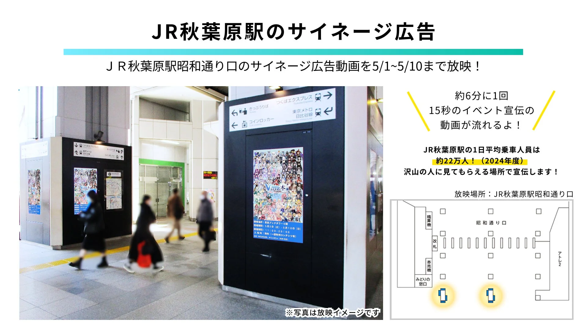 JR秋葉原駅昭和通り口のデジタルサイネージ広告を紹介する画像
