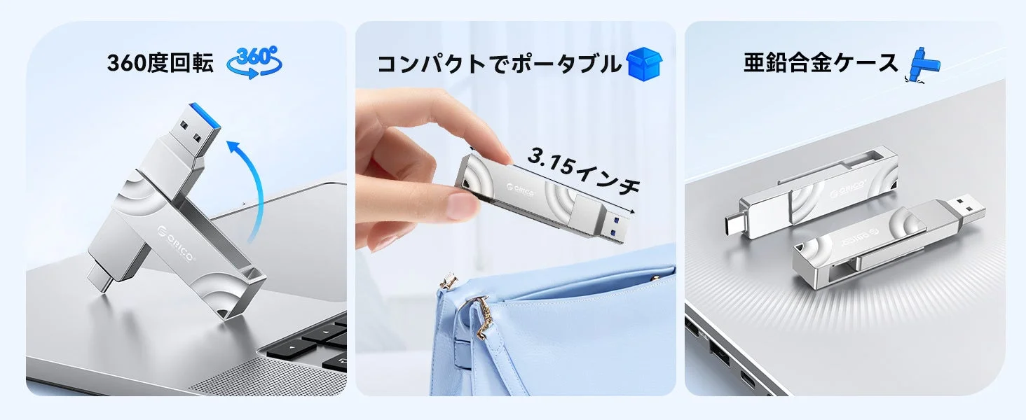 360度回転するORICO SSD