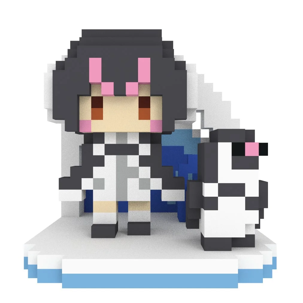 別の黒髪キャラクターとペンギンのフィギュア
