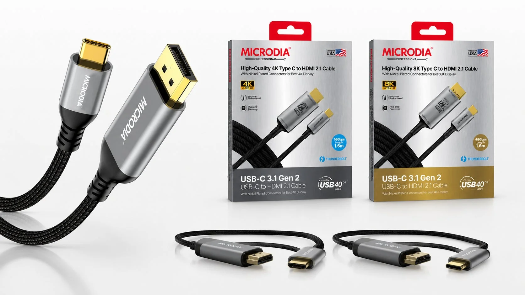 MICRODIA USB-C to HDMI 2.1 / DisplayPort 2.1ケーブル