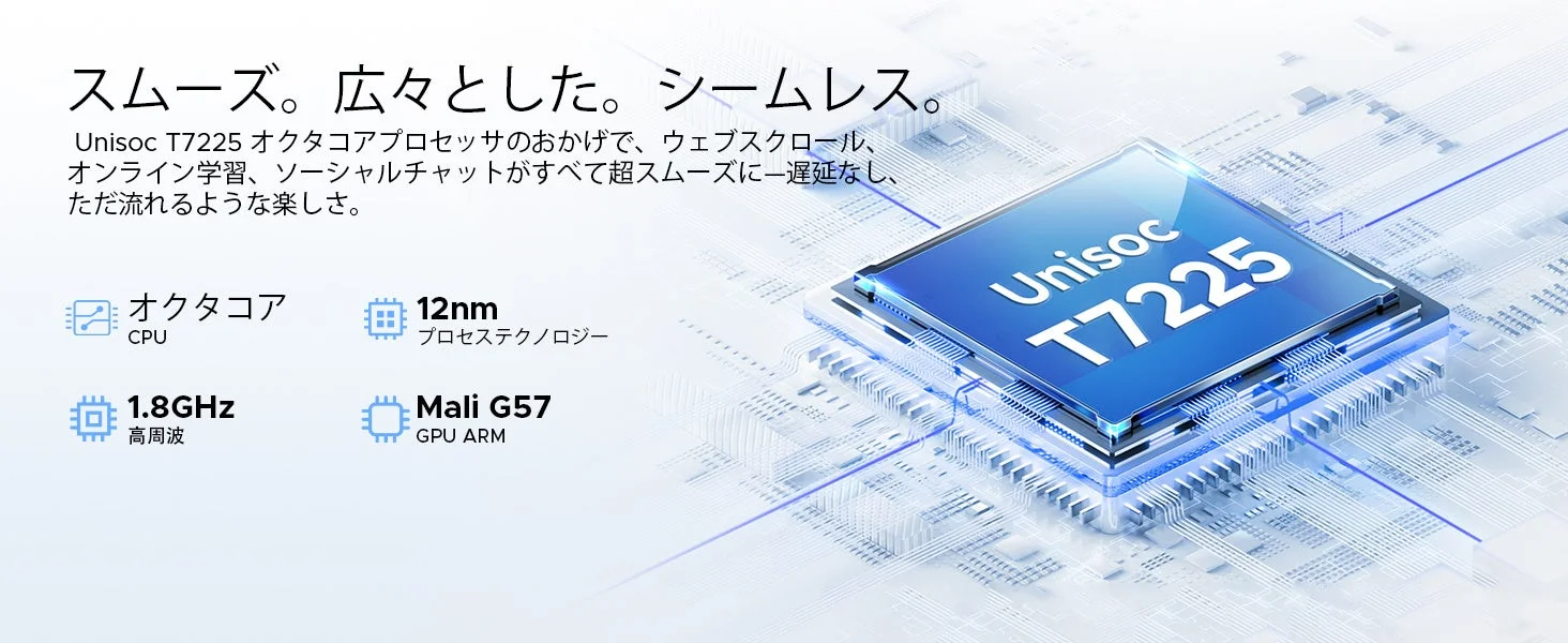 Unisoc T7225オクタコアプロセッサの性能を示す画像