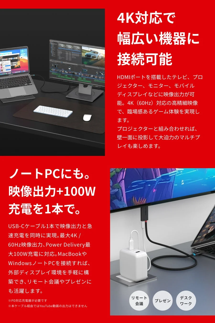 4K対応とノートPCでの利用イメージ