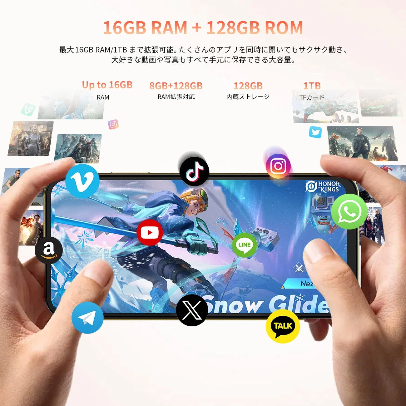 16GB RAMと128GB ROMの紹介