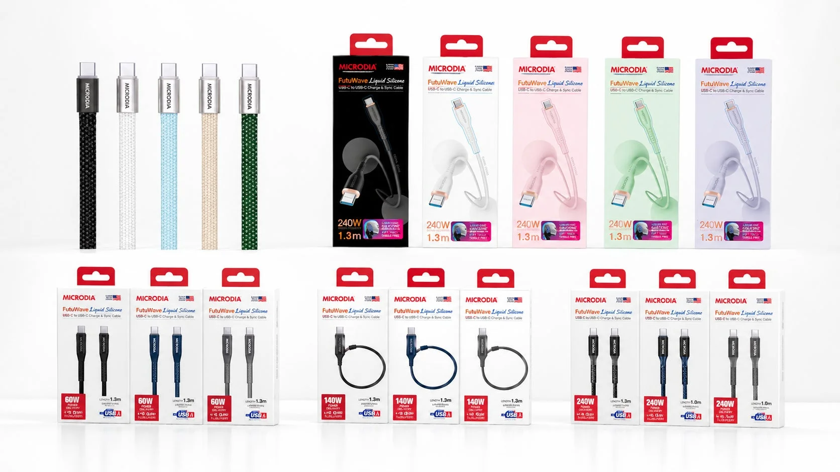 MICRODIA FutuWave Liquid Silicone USB-C to USB-C Charge & Sync Cable