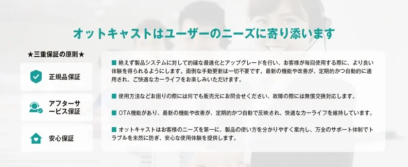 オットキャストの保証とサポート