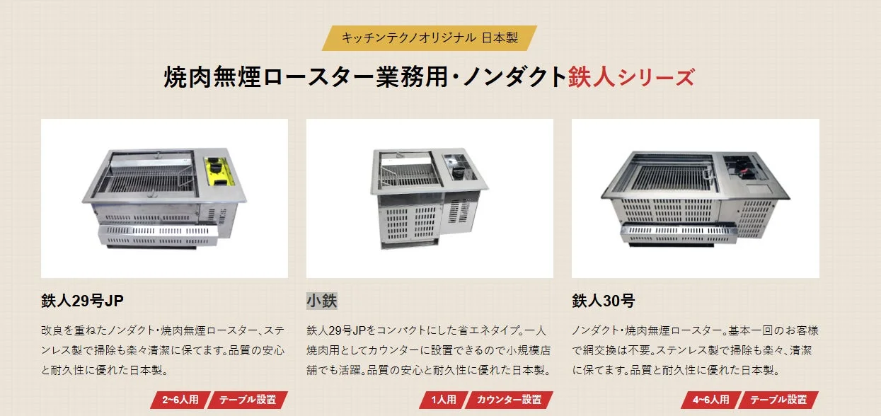 キッチンテクノオリジナル 日本製 焼肉無煙ロースター