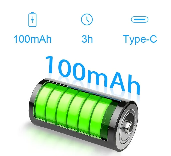 100mAh 3h Type-C 100mAh