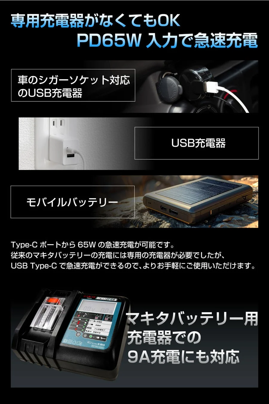 PD65W USB Type-C入出力対応