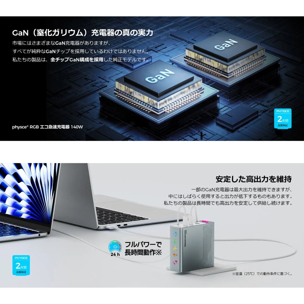 純GaNチップと安定高出力
