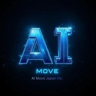 青い光を放つ立体的な「AI」の文字が印象的なロゴ画像