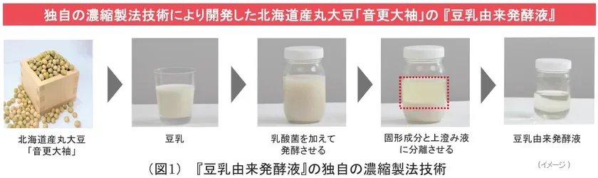 豆乳由来発酵液の独自の濃縮製法技術の図