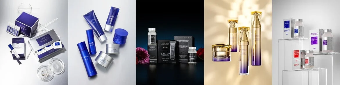 化粧品、スキンケア、美容液、クリーム、サプリメント、健康食品、コラーゲン、ヒアルロン酸、エイジングケア、プロダクト写真、コスメ、美容、ボトル、ジャー、箱、パッケージデザイン、栄養補助食品