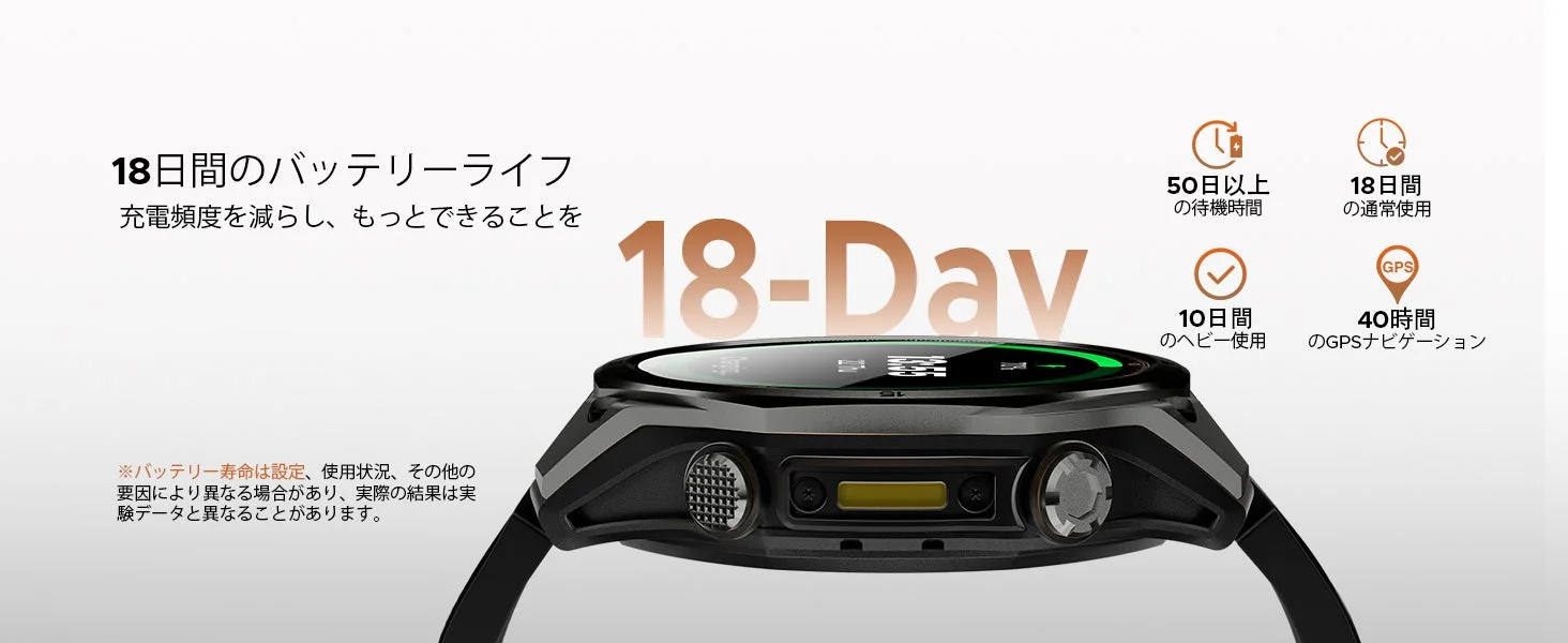 18日間のバッテリーライフを持つスマートウォッチの紹介