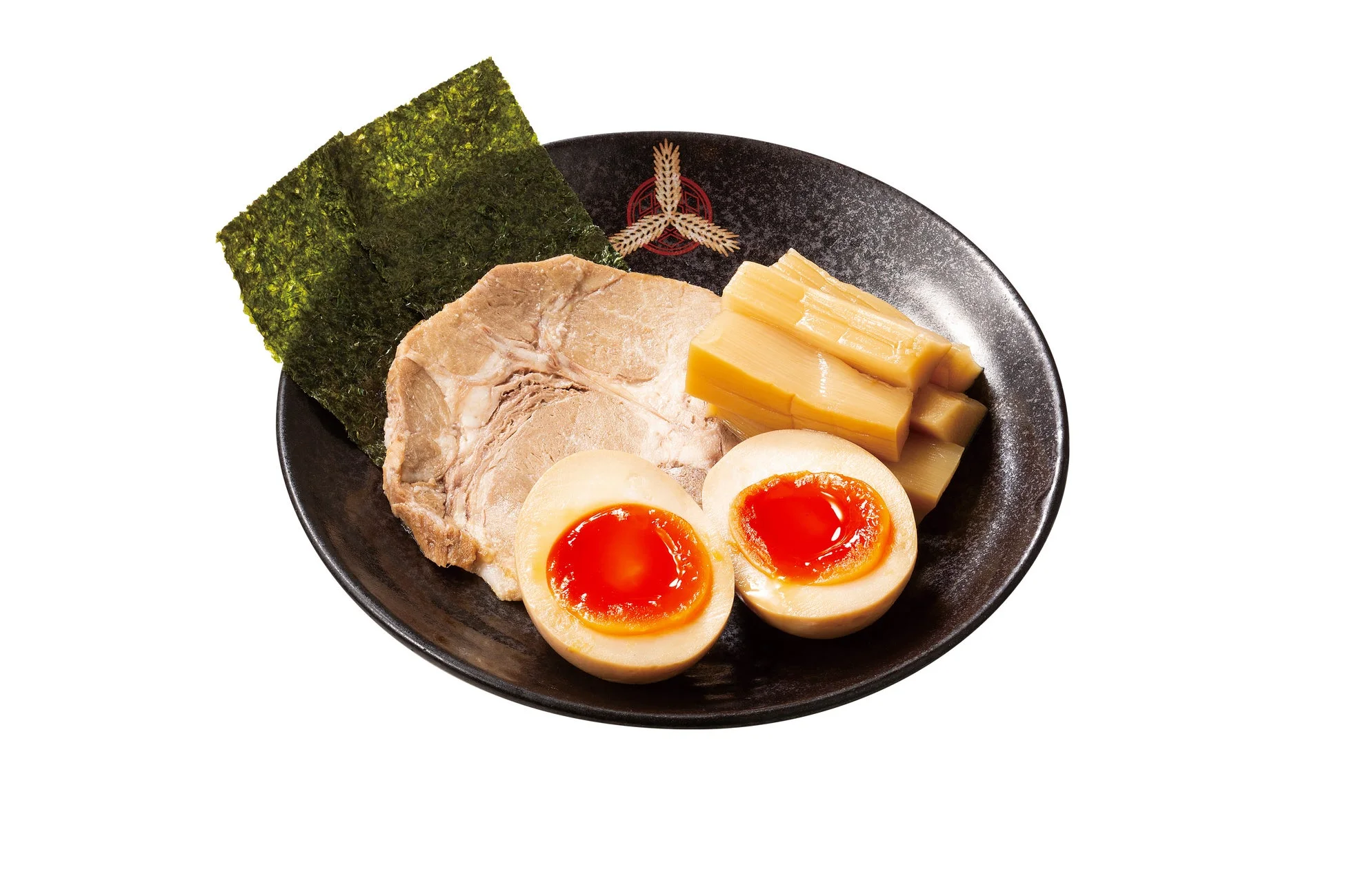 ラーメンの具材のクローズアップ