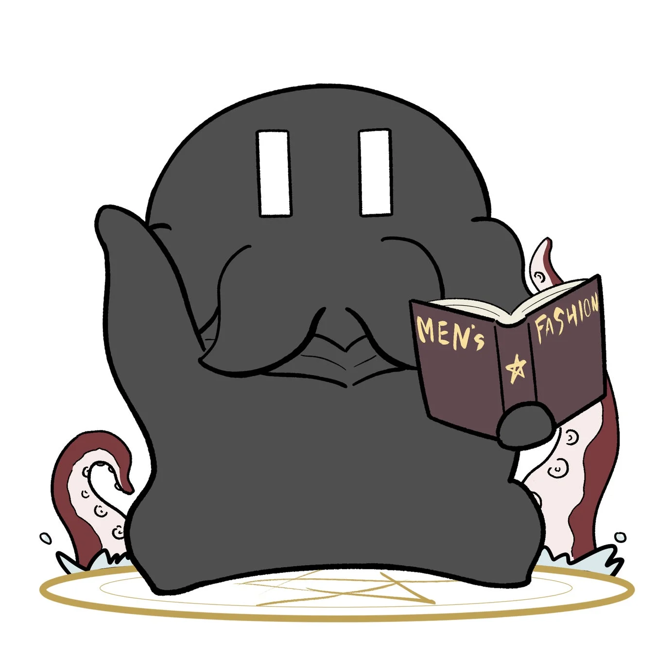 クトゥルフ風キャラクターが本を読むイラスト