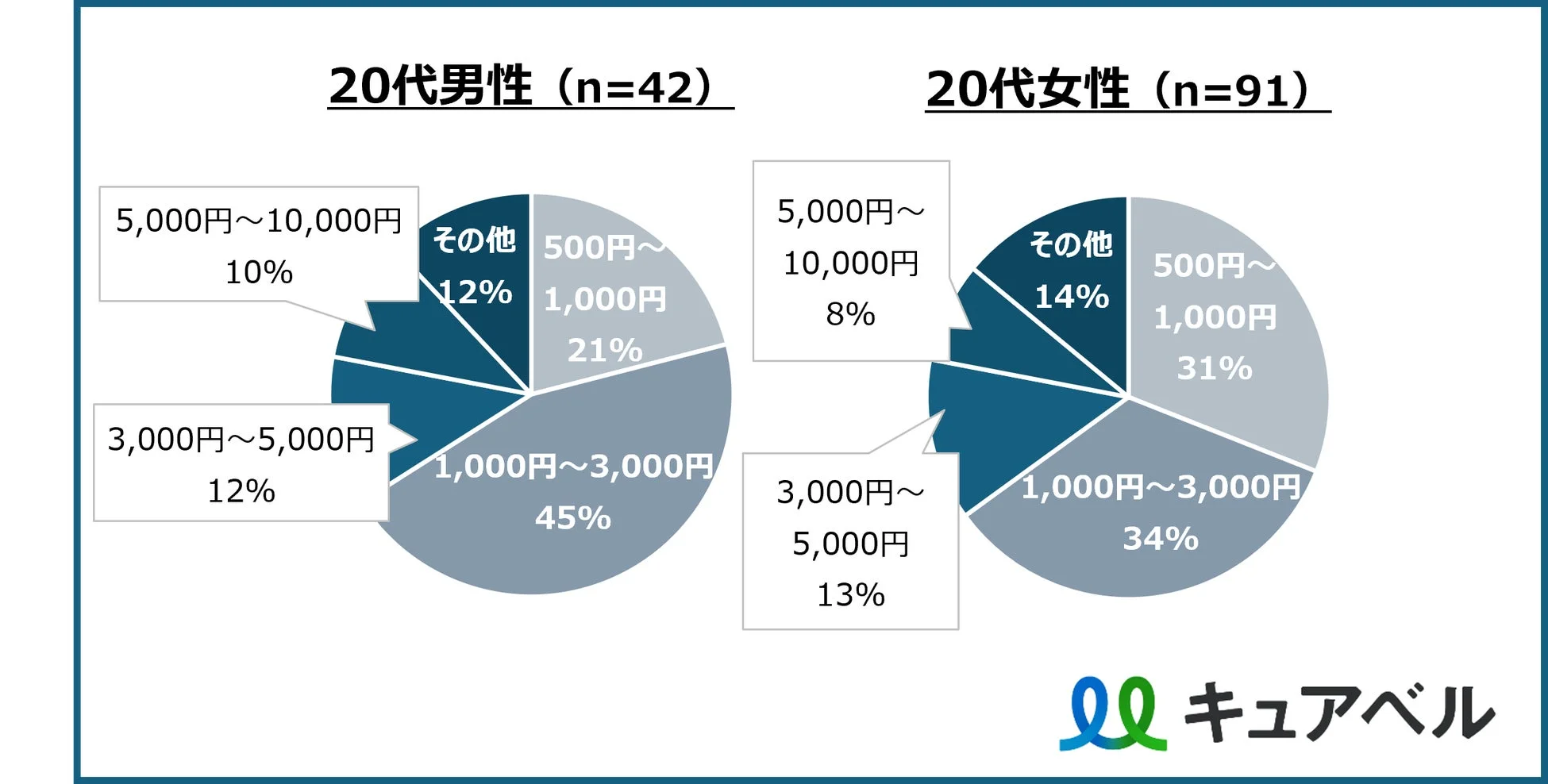 月のサプリメント支出額に関する円グラフ