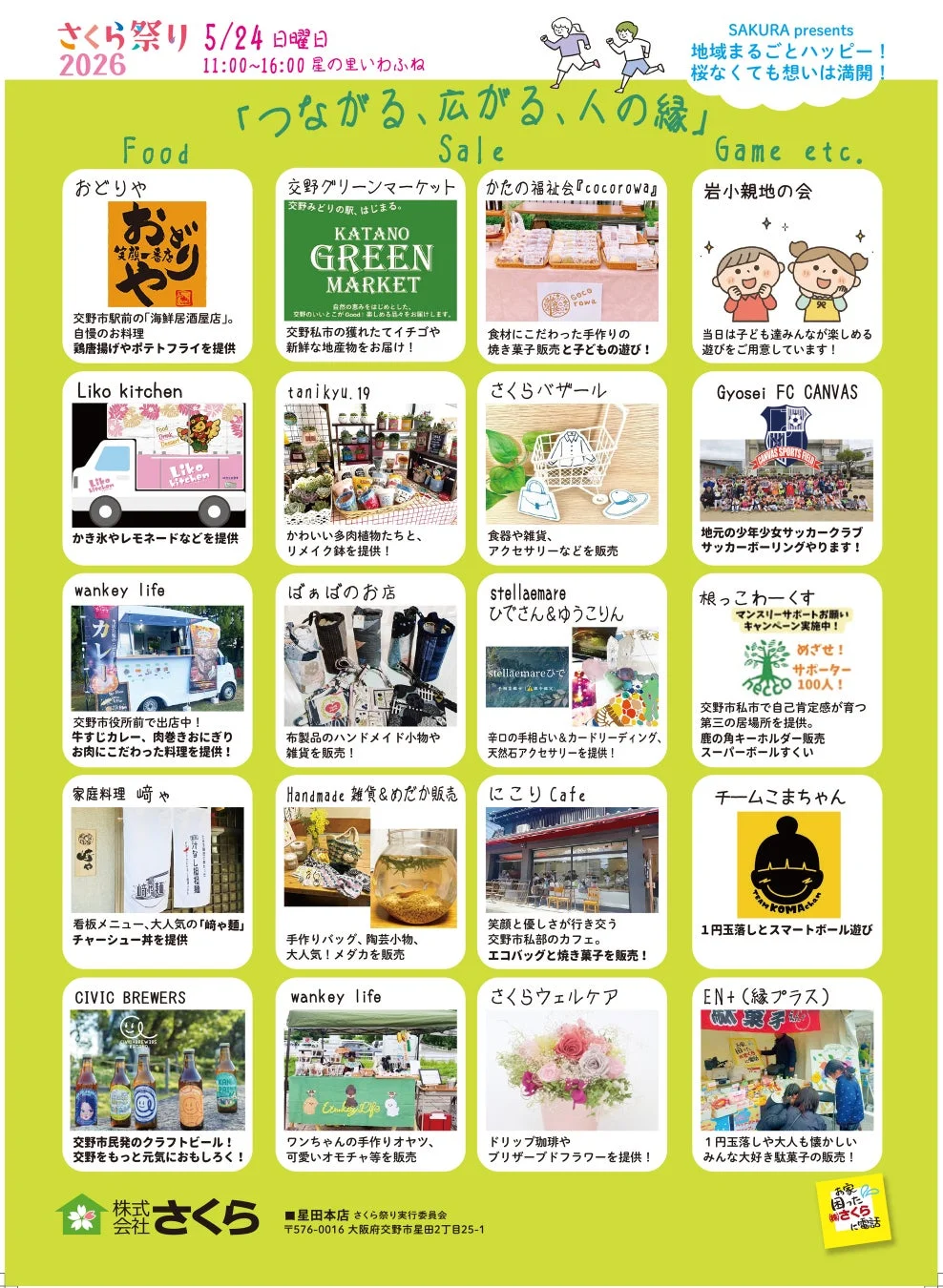 さくら祭り出店者一覧のチラシ