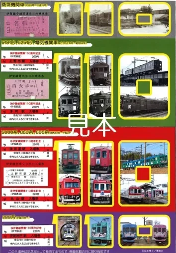 伊賀線開業110周年記念入場券セット 台紙内側
