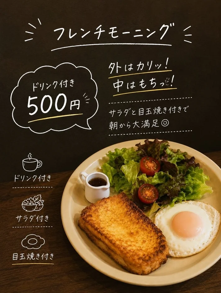 フレンチトーストのモーニングセット