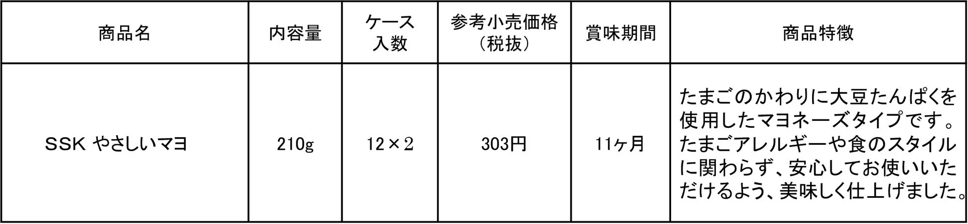 SSK やさしいマヨの商品情報