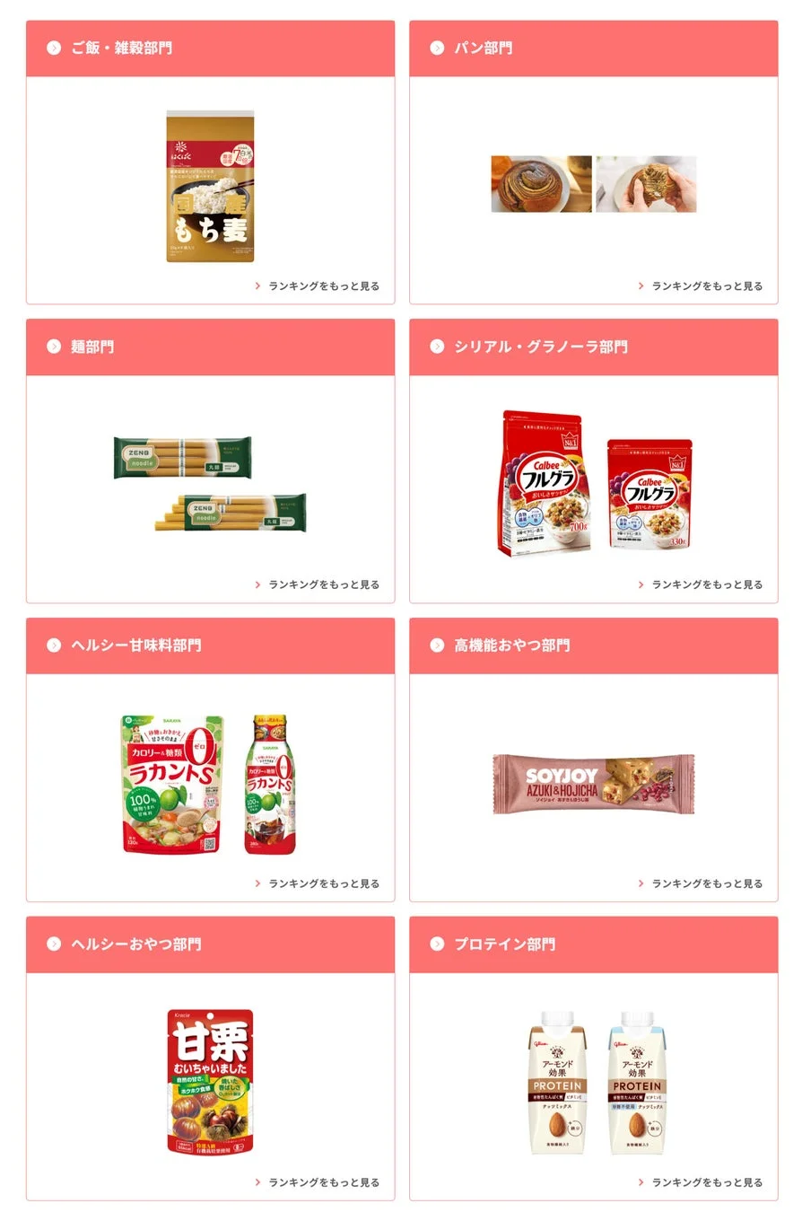 食品・プロテイン部門のランキング上位商品