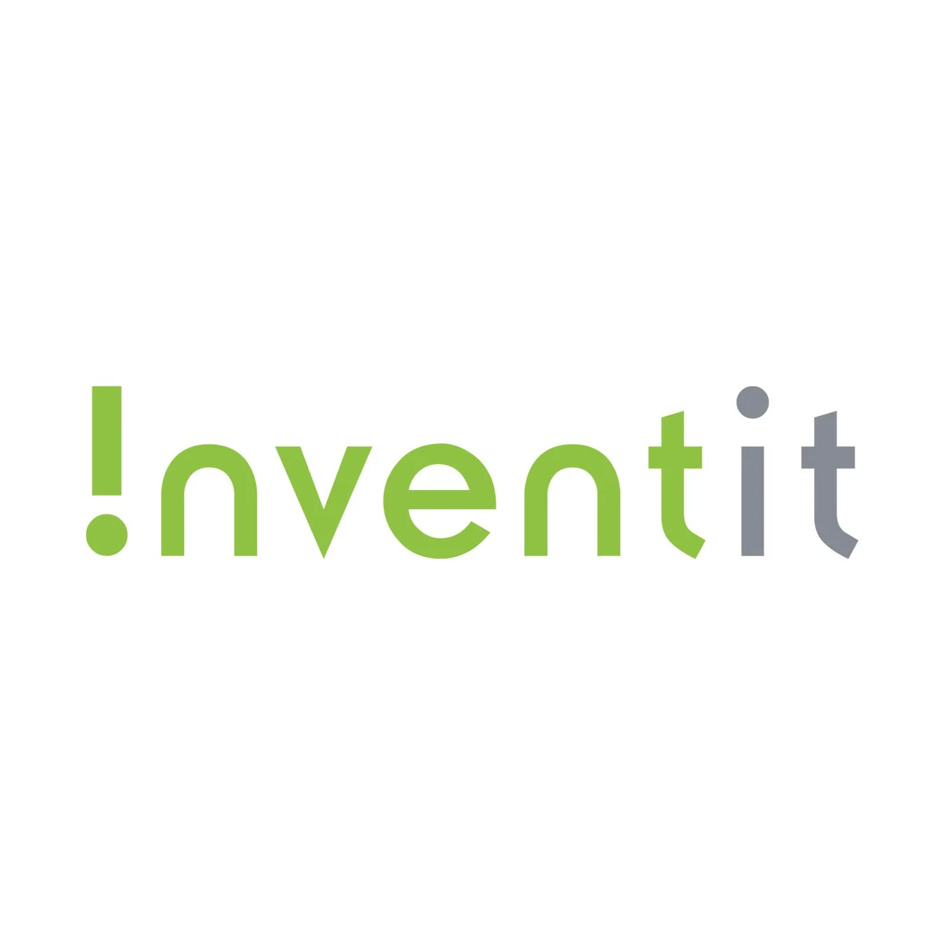 白背景に「!inventit」という文字が書かれたロゴ画像です。!とinvenの部分は緑色、titの部分はグレーで表現されています。