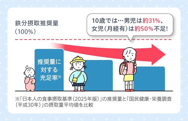 鉄分摂取推奨量に対する充足率