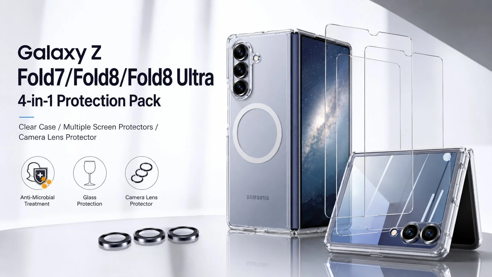Galaxy Z Fold7/Fold8/Fold8 Ultra向け4-in-1 Protection Pack