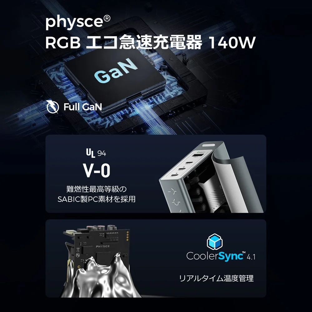 GaN, CoolerSync, 難燃性素材