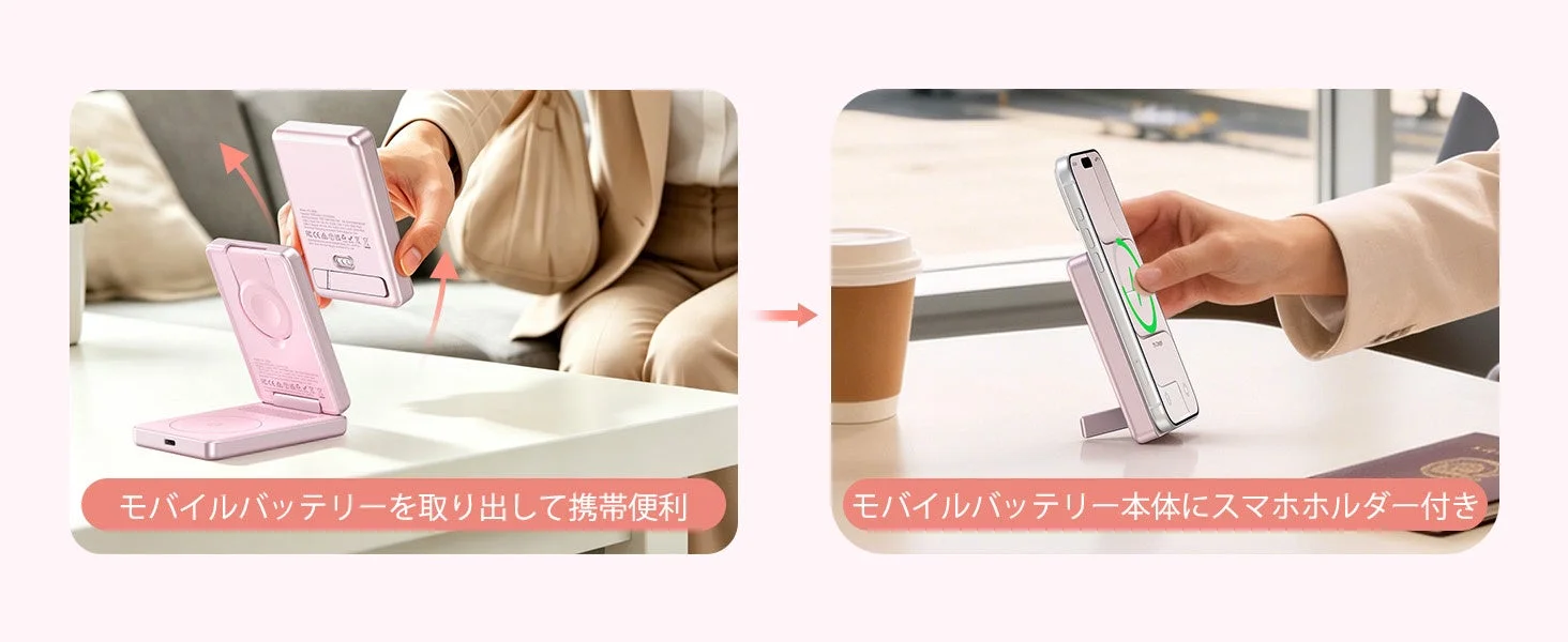 モバイルバッテリーとスタンド