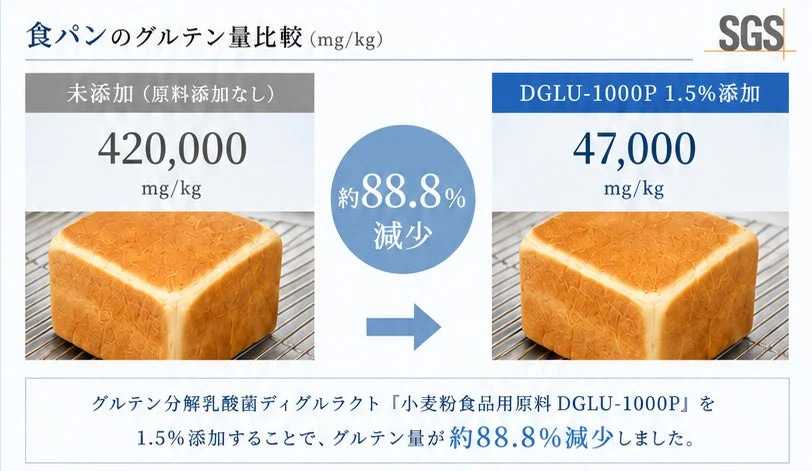 食パンのグルテン量比較データ