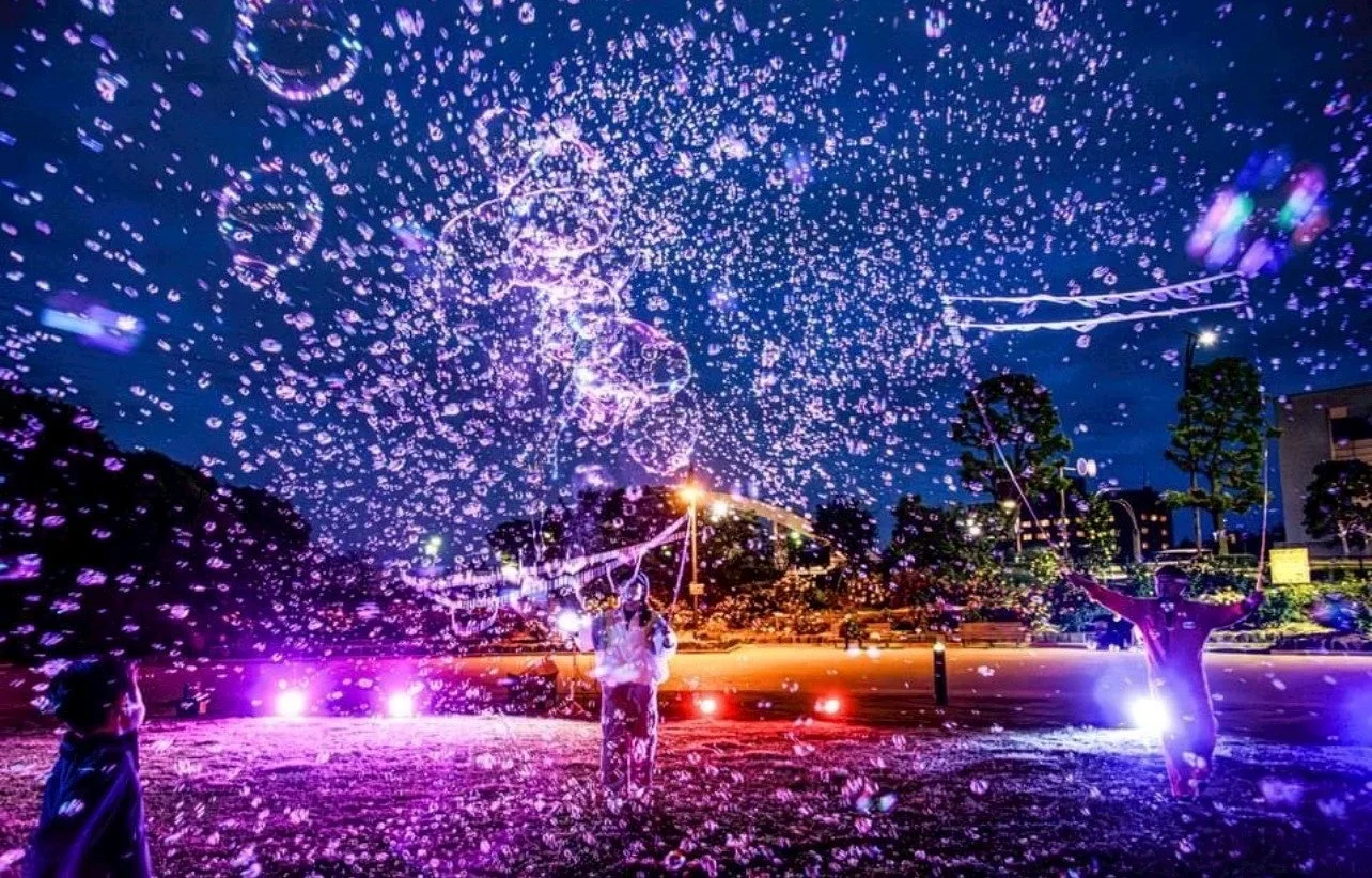 夜のシャボン玉イベント