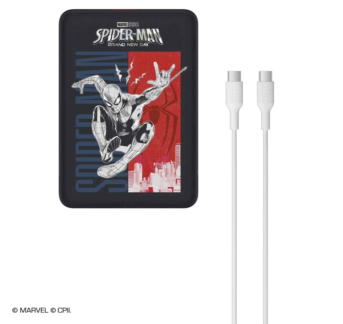 Belkin スパイダーマン モバイルバッテリーとケーブル