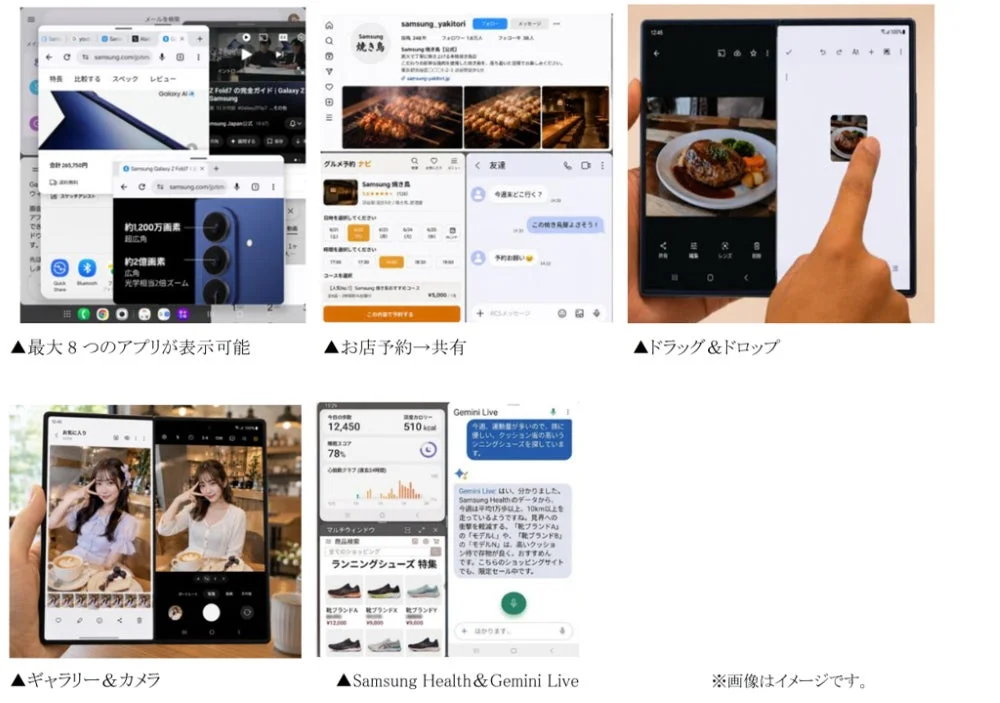 複数アプリ分割表示の例