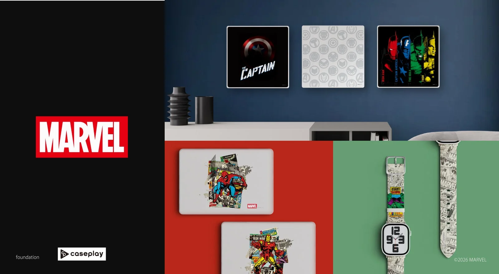 MARVELデザインのテックアクセサリー集合イメージ