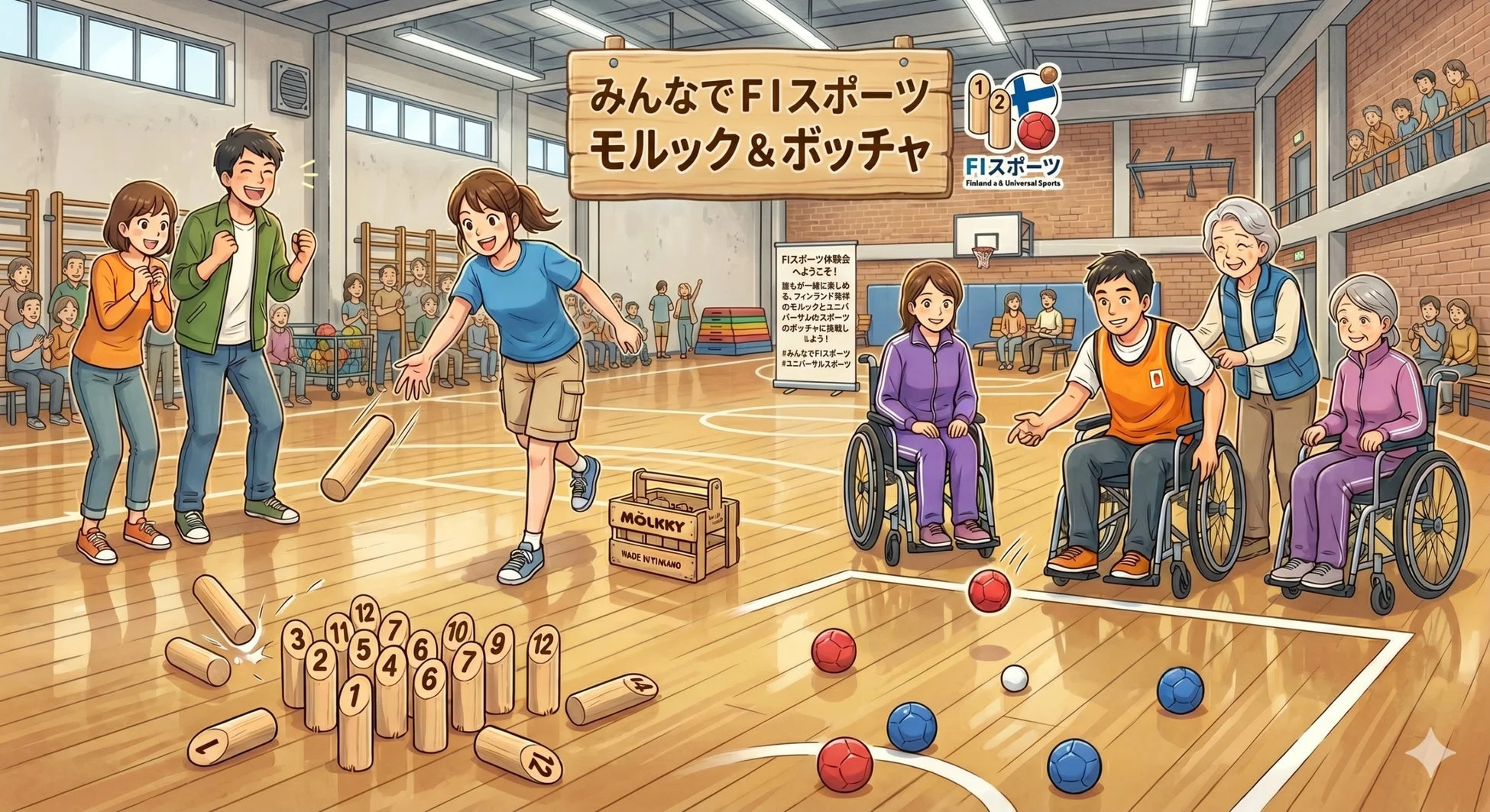 みんなでFIスポーツを楽しんでいる様子