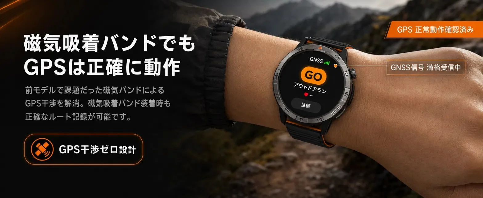 GPSの正確な動作を示すスマートウォッチ