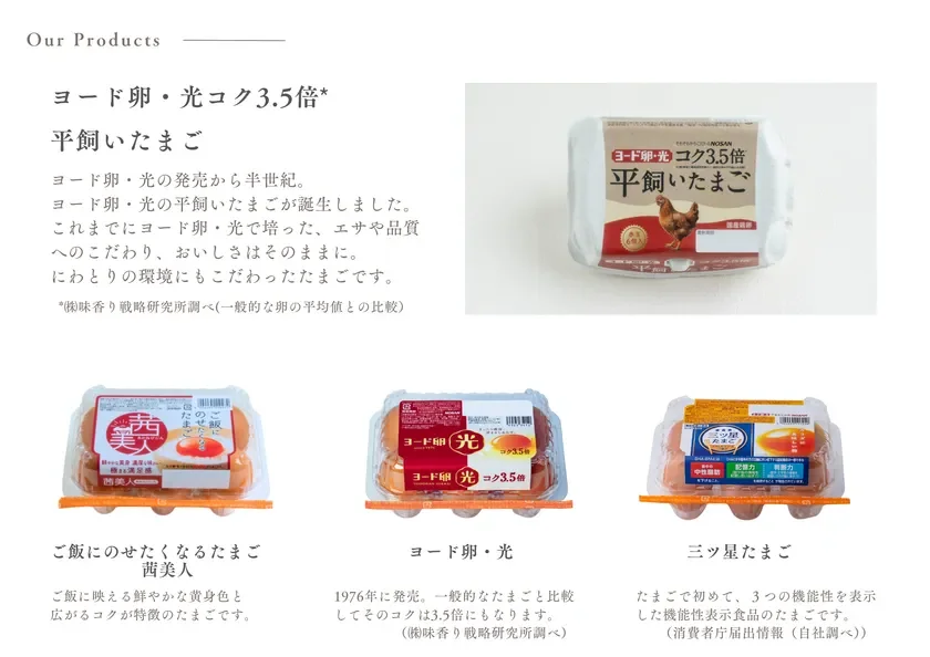 日本農産工業の卵商品ラインアップ